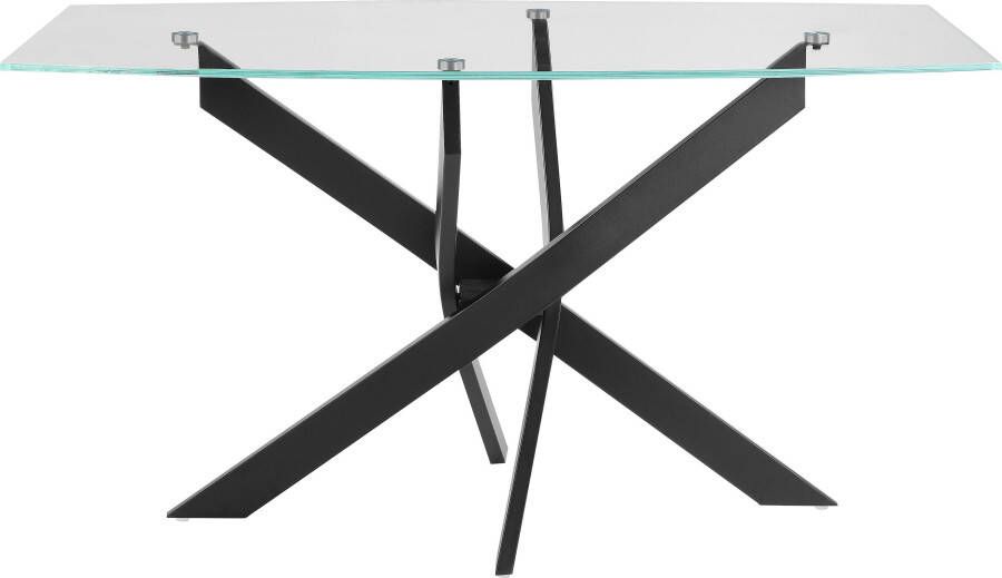 INOSIGN Eettafel Kairi TOPSELLER! OTTOs keuze Glazen tafelblad gepoedercoat metalen frame twee tafelbreedtes
