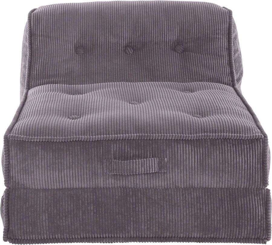 INOSIGN Fauteuil Missy Loungestoel van corduroy in 2 maten poef-functie.