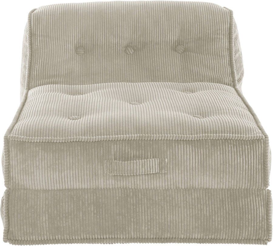 INOSIGN Fauteuil Missy Loungestoel van corduroy in 2 maten poef-functie.