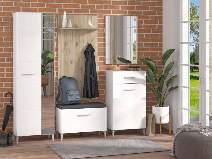 INOSIGN Halmeubelset Como (set 5-st) incl. 2 kasten zitbank garderobe paneel en spiegel (complete set 5-delig)