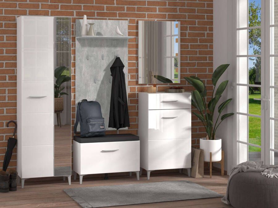 INOSIGN Halmeubelset Como (set 5-st) incl. 2 kasten zitbank garderobe paneel en spiegel (complete set 5-delig)