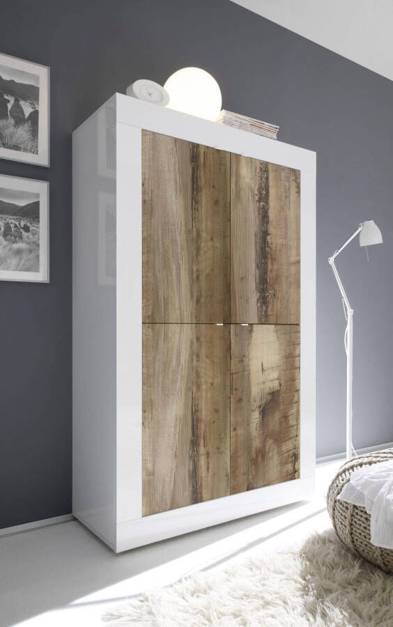 INOSIGN Highboard Basis hoogte 162 cm breedte 102 cm commode 4 deuren hoge commode Metalen handgreep moderne frame-uitstraling veel opbergruimte kleurkeuze