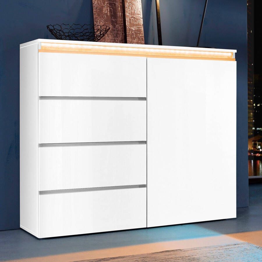 INOSIGN Highboard Magic highboard hoge kast hoge commode met 1 deur en 4 lades hoogglans gelakt breedte 120
