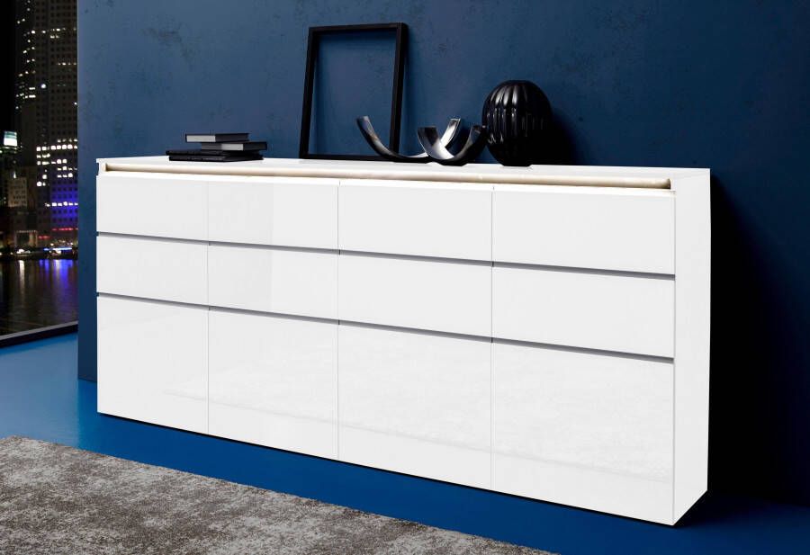 INOSIGN Highboard Magic highboard hoge kast hoge commode met 4 deuren en 8 lades hoogglans gelakt breedte 240 cm