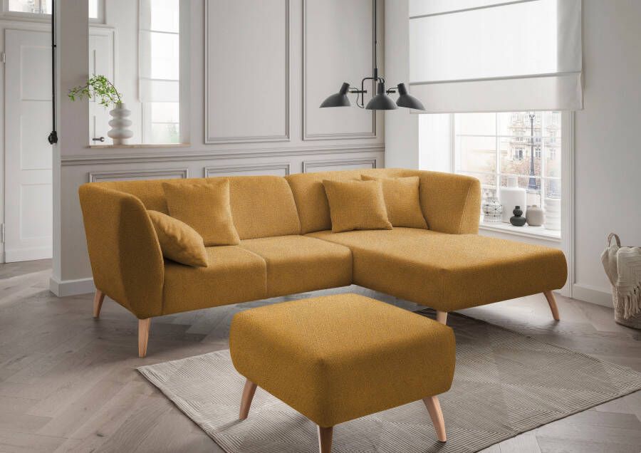 INOSIGN Hoekbank Colori L-vorm Houtkleur voetkeuze inclusief 4x sierkussens