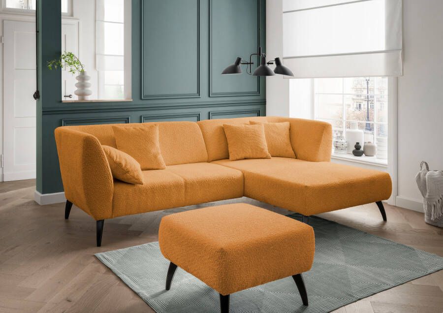 INOSIGN Hoekbank Colori L-vorm Houtkleur voetkeuze inclusief 4x sierkussens