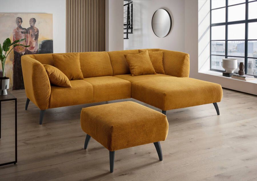 INOSIGN Hoekbank Colori L-vorm Houtkleur voetkeuze inclusief 4x sierkussens
