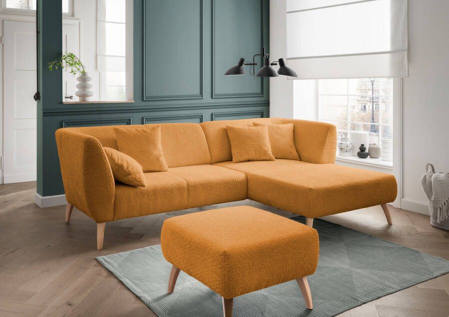 INOSIGN Hoekbank Colori L-vorm Houtkleur voetkeuze inclusief 4x sierkussens