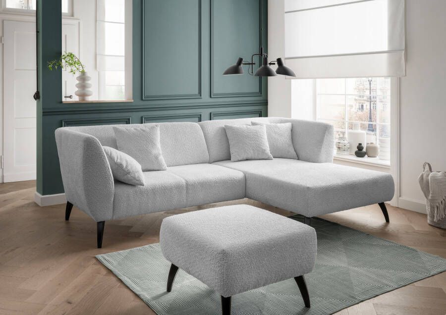 INOSIGN Hoekbank Colori L-vorm Houtkleur voetkeuze inclusief 4x sierkussens