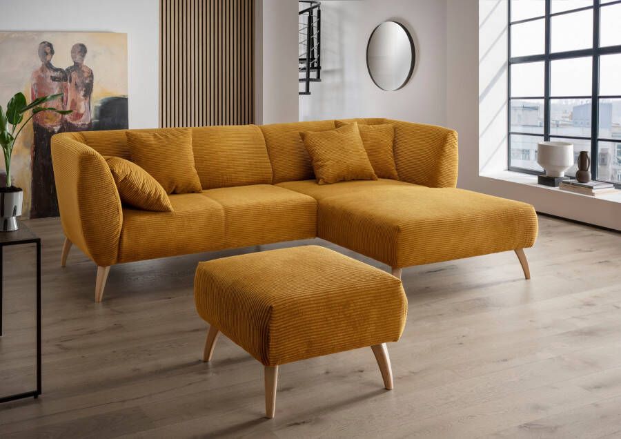 INOSIGN Hoekbank Colori L-vorm Houtkleur voetkeuze inclusief 4x sierkussens