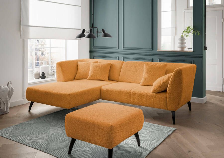 INOSIGN Hoekbank Colori L-vorm Houtkleur voetkeuze inclusief 4x sierkussens