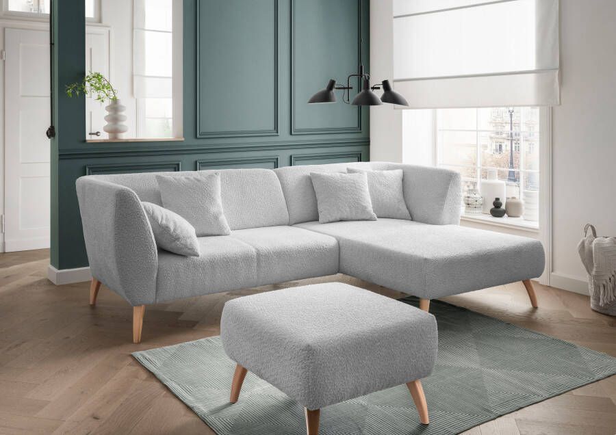 INOSIGN Hoekbank Colori L-vorm Houtkleur voetkeuze inclusief 4x sierkussens