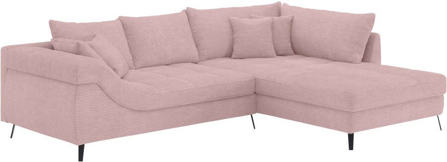 INOSIGN Hoekbank Portofino 4 bekledingskwaliteiten 13 5 cm hoge metalen profielvoeten in mat zwart