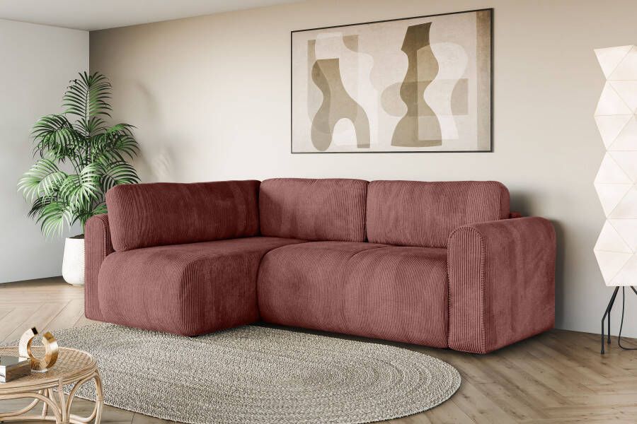 INOSIGN Hoekbank Zacharia optioneel met slaapfunctie BxDxH 250x166x86 cm L-vorm met golfondersteuning recamière aan beide zijden te monteren
