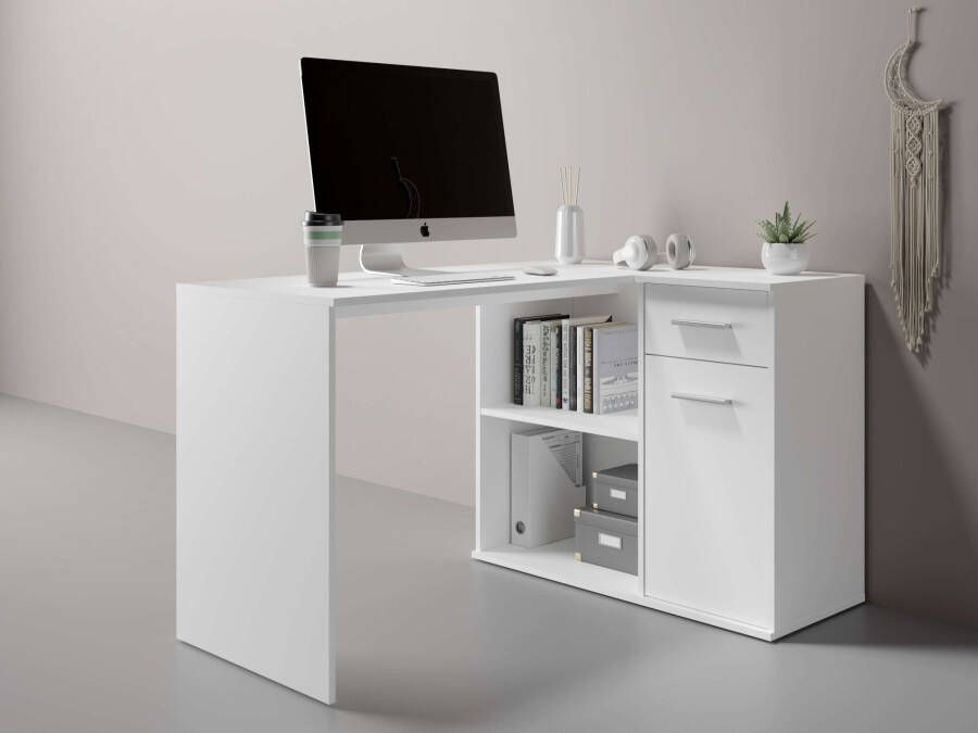 Home affaire Hoekbureau Macon Computertafel met veel opbergruimte breedte 130 x 93 cm
