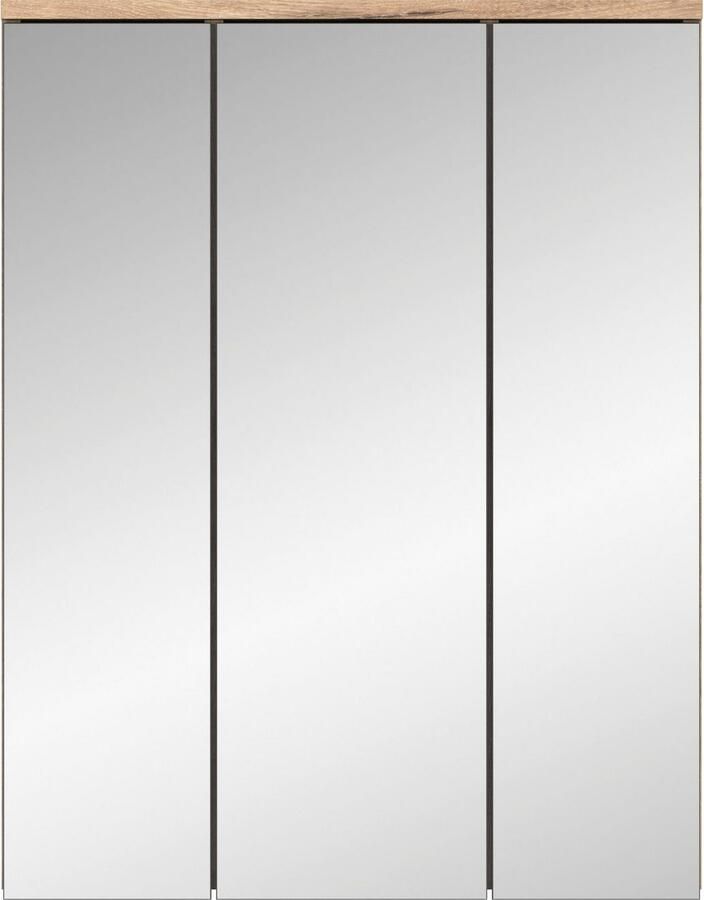 INOSIGN Badkamerspiegelkast Riga breedte 60cm 3 spiegelt deuren 9 vakken 6 planken