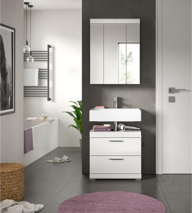 INOSIGN Badkamerserie Siena 2-delig bestaande uit: onderkast voor wastafel spiegel in verschillende kleuren verkrijgbaar badkamermeubels combinatie badkamer (set 2-delig)