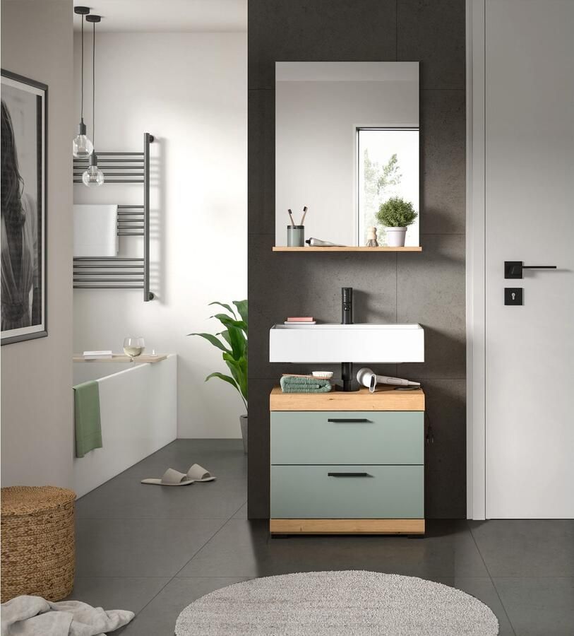 INOSIGN Badkamerserie Siena 2-delig bestaande uit: onderkast voor wastafel spiegel in verschillende kleuren verkrijgbaar badkamermeubels combinatie badkamer (set 2-delig)