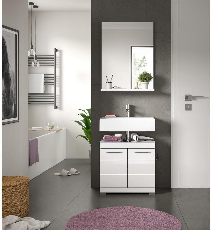 INOSIGN Badkamerserie Siena 2-delig bestaande uit: onderkast voor wastafel spiegel in verschillende kleuren verkrijgbaar badkamermeubels combinatie badkamer (set 2-delig)