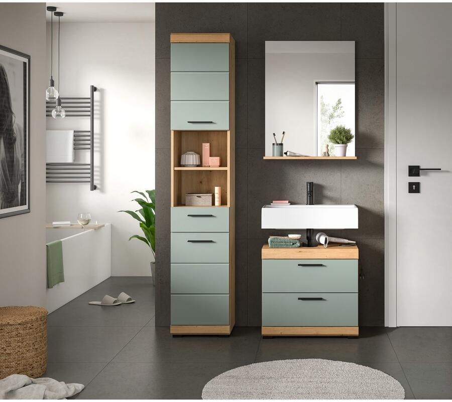 INOSIGN Badkamerserie Siena 3-delig bestaande uit: Hoge kast wastafelonderkast spiegel (set 3-delig)