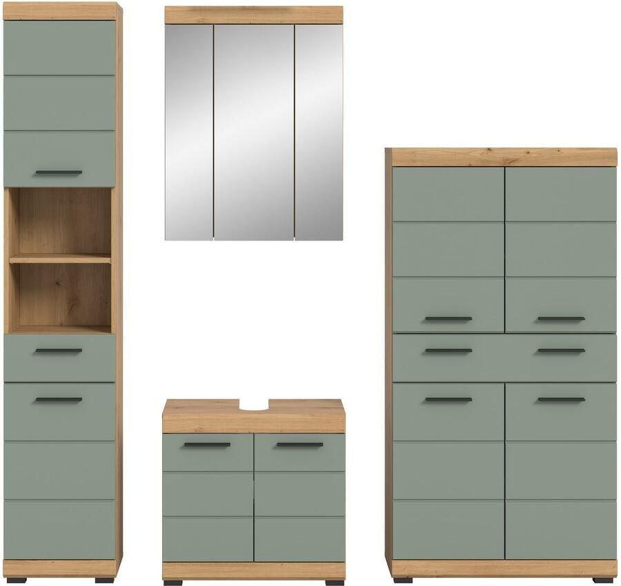 INOSIGN Badkamerserie Siena 4-delig bestaande uit: Hoge kast wastafelonderkast spiegelkast middenkast (set 4-delig)
