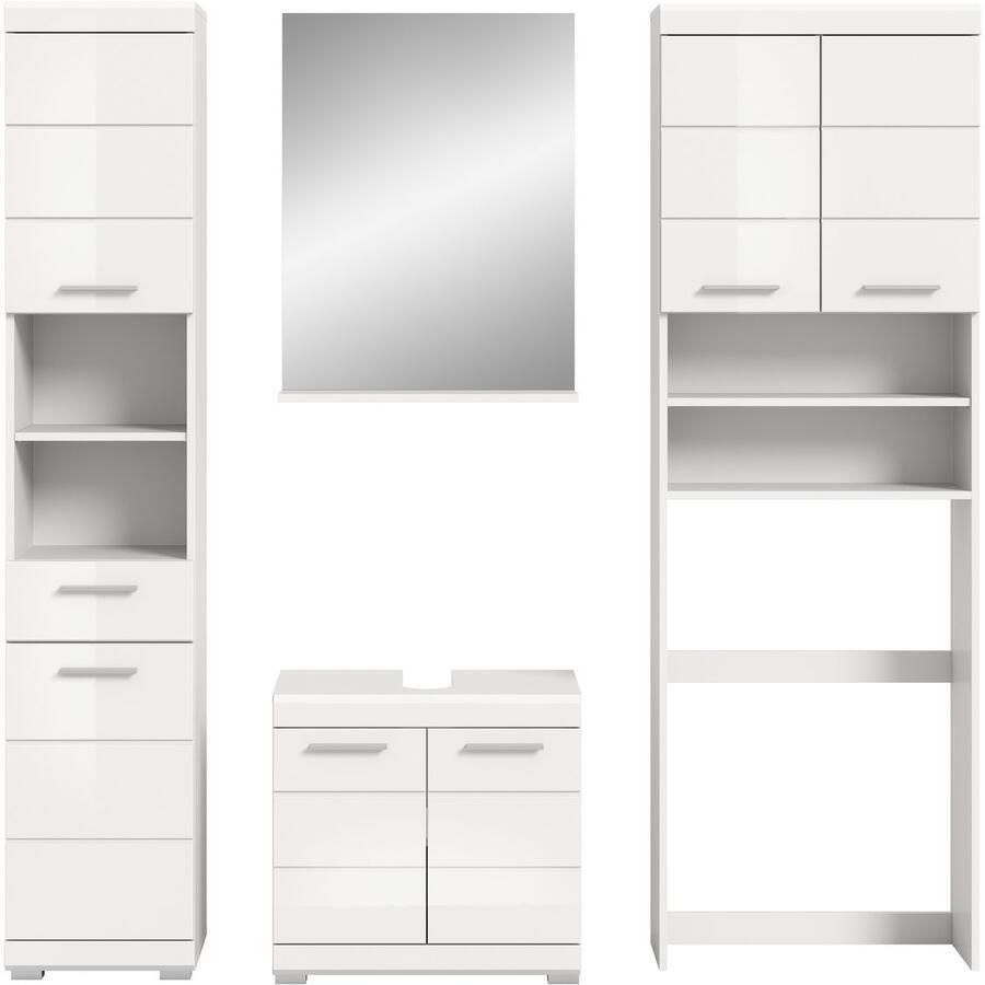 INOSIGN Badkamerserie Siena 4-delig bestaande uit: Hoge kast WBU badkamer spiegel wasmachine ombouwkast (set 4-delig)
