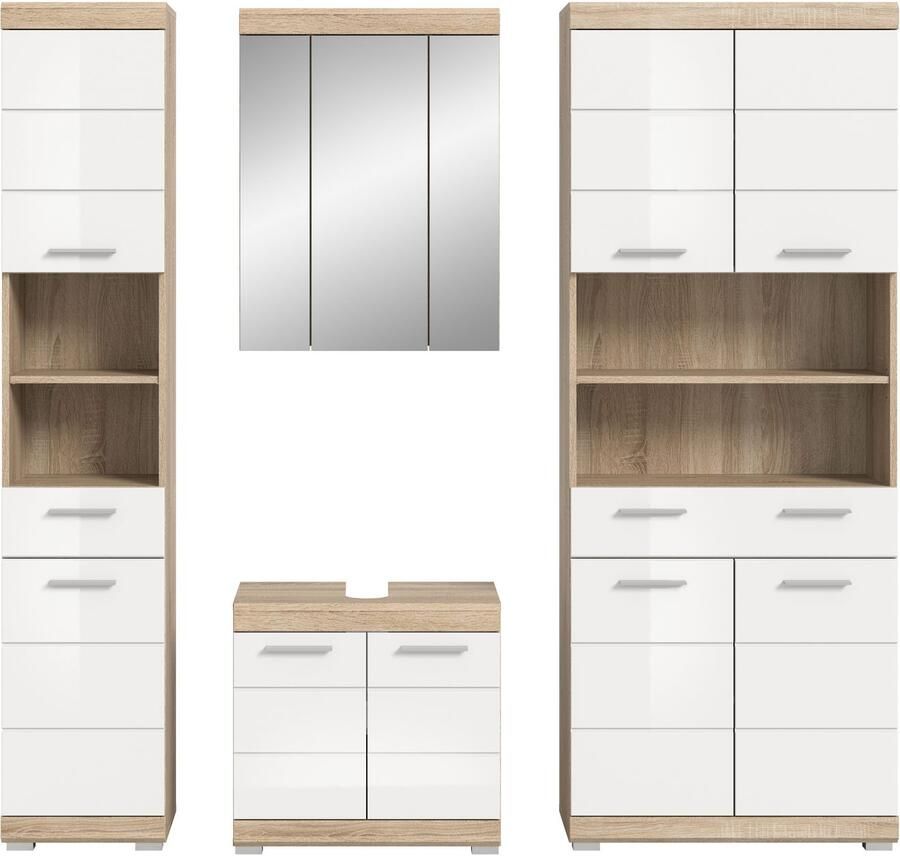 INOSIGN Badkamerserie Siena 4-delig bestaande uit: Smalle hoge kast WBU spiegelkast brede hoge kast (set 4-delig)