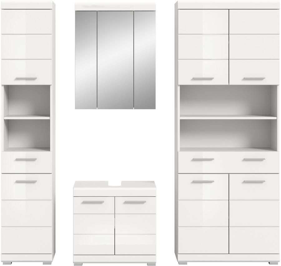 INOSIGN Badkamerserie Siena 4-delig bestaande uit: Smalle hoge kast WBU spiegelkast brede hoge kast (set 4-delig)