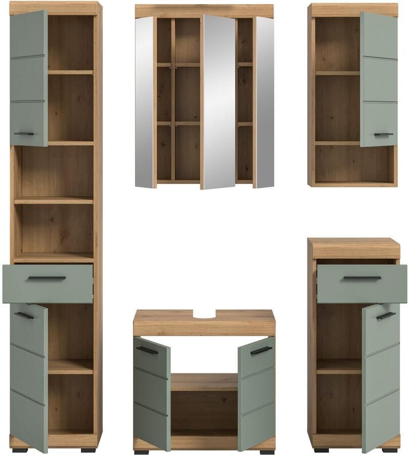 INOSIGN Badkamerserie Siena 5-delig bestaande uit: Hoge kast WBU spiegelkast onderkast hangkast (set 5 stuks)
