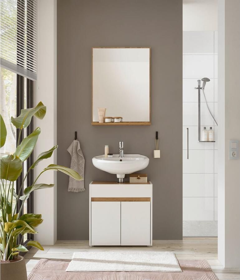 INOSIGN Badmeubelset CITY GIRON badkamer in tijdloos ontwerp 2-delige badkamer Onderkast en spiegel in twee kleuren beschikbaar veel opbergruimte (set 2 stuks)