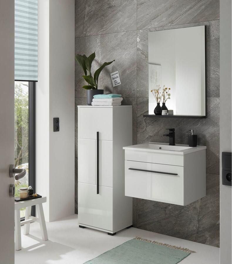 INOSIGN Halfhoge kast Cantara badkamerkast in hoogglans wit kast in modern ontwerp