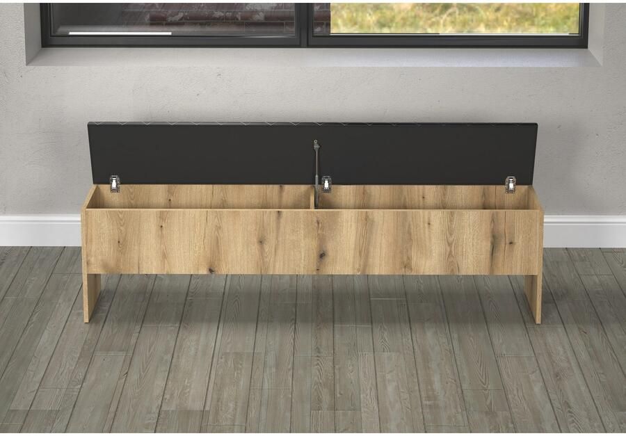 INOSIGN Bank Estepona Opklapbare bedbank bekleding in antraciet met ruitsteek (1 stuk)