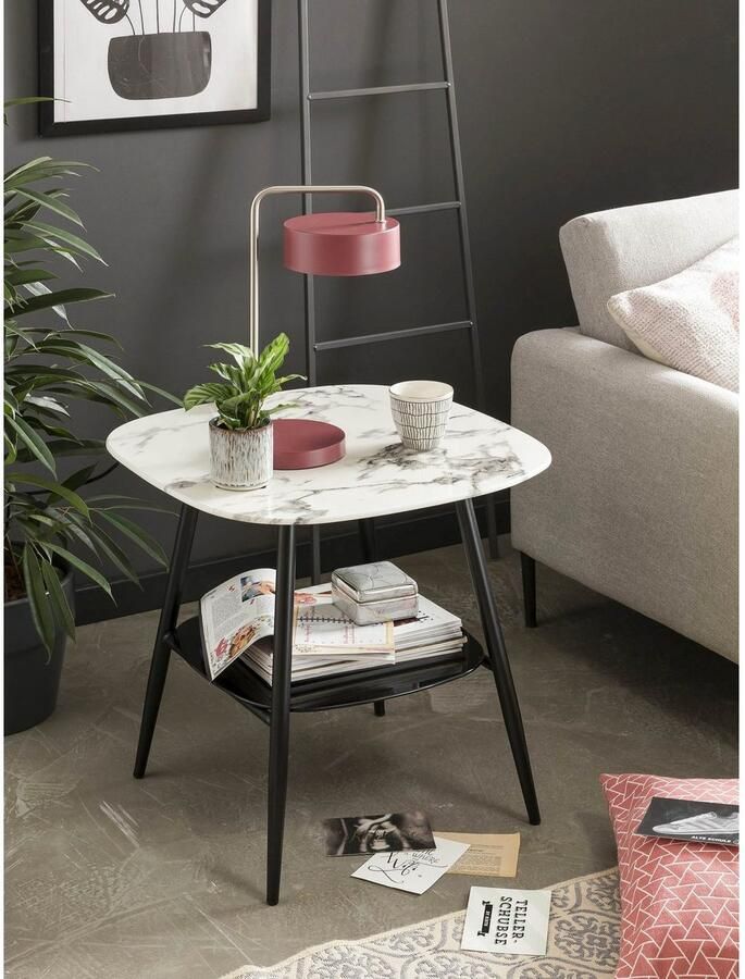 Artistiq Living Artistiq Bijzettafel Nicky 55 x 55cm Marmerlook Wit Vierkant