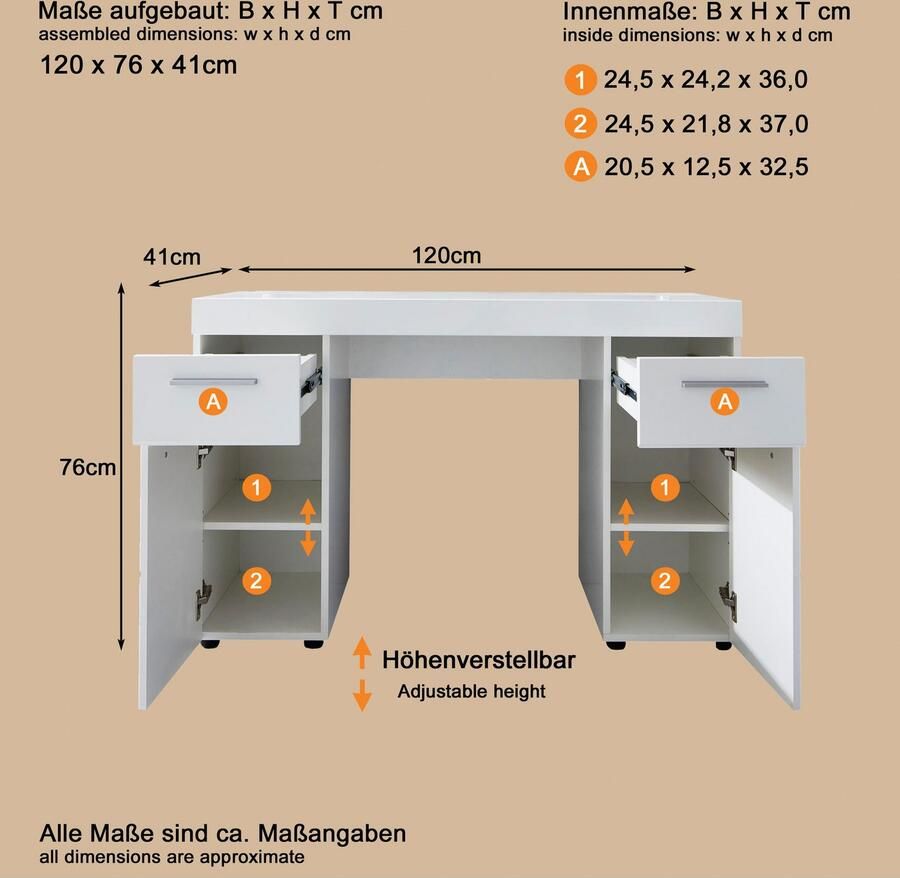 INOSIGN Bureau Avena ook als kaptafel te gebruiken met de spiegel 88435001