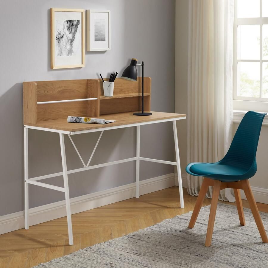 INOSIGN Bureau Jaxson wit frame van metaal breedte 120 cm (1 stuk)