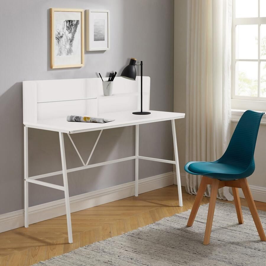 INOSIGN Bureau Jaxson wit frame van metaal breedte 120 cm (1 stuk)