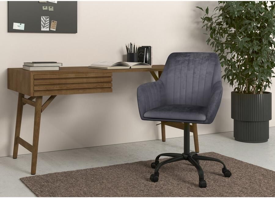 INOSIGN Bureaustoel Perry2 elegante fluwelen stoel zwart draaikruis bekleding in lengtestiksel-uitstraling