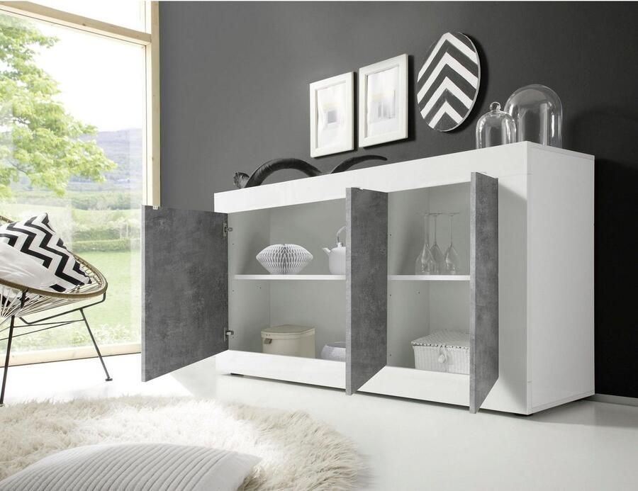 INOSIGN Dressoir Basis breedte 160 cm commode 3 deuren dressoir Metalen handgreep moderne frame-uitstraling veel opbergruimte kleurkeuze