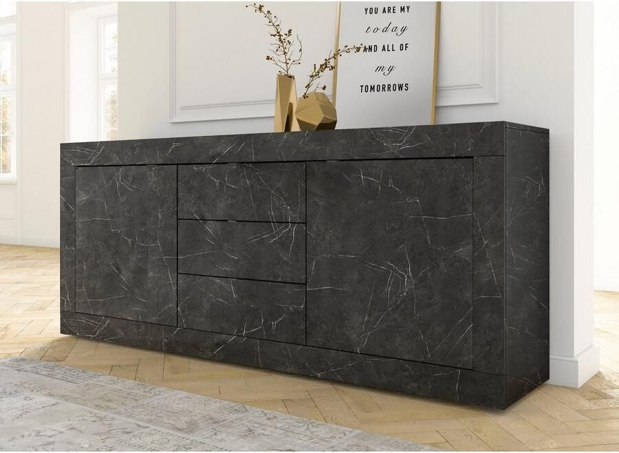 INOSIGN Dressoir Basis breedte 210 cm commode 2 deuren 3 lades dressoir Metalen handgreep moderne frame-uitstraling veel opbergruimte kleurkeuze