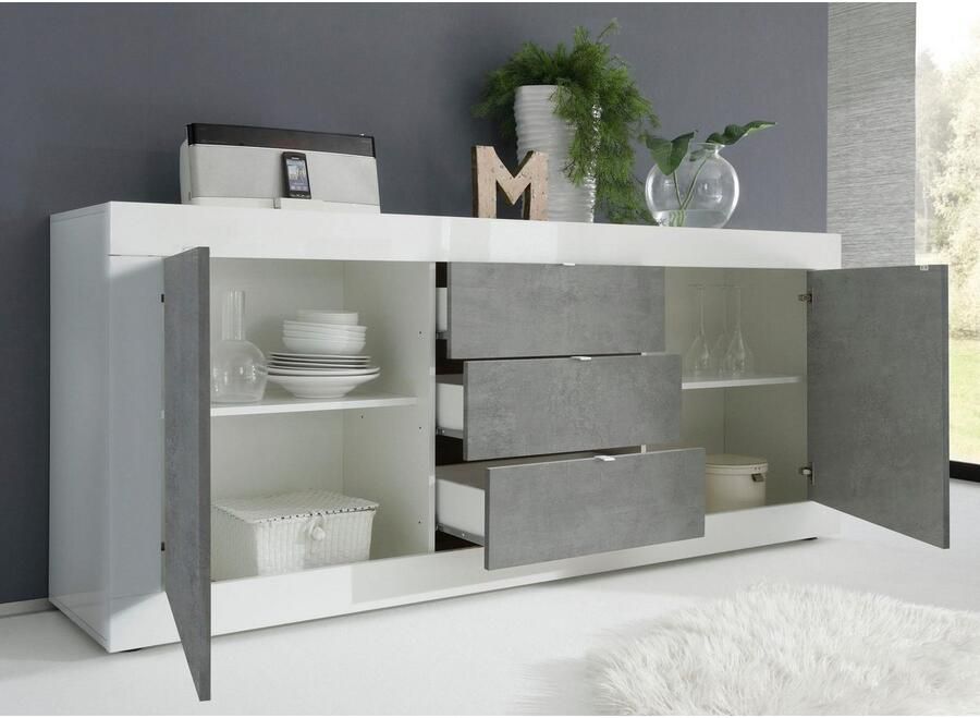 INOSIGN Dressoir Basis breedte 210 cm commode 2 deuren 3 lades dressoir Metalen handgreep moderne frame-uitstraling veel opbergruimte kleurkeuze