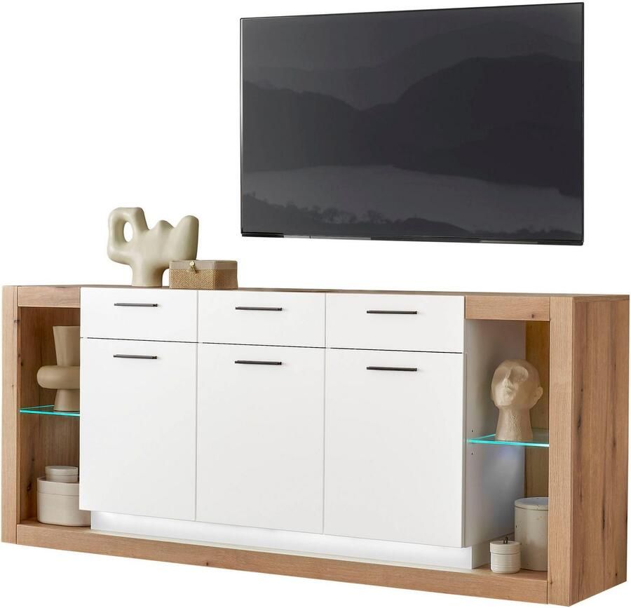 INOSIGN Dressoir Brixen moderne commode opberg element in eik Evoke decor Metalen grepen voldoende opbergruimte veelzijdig toepasbaar