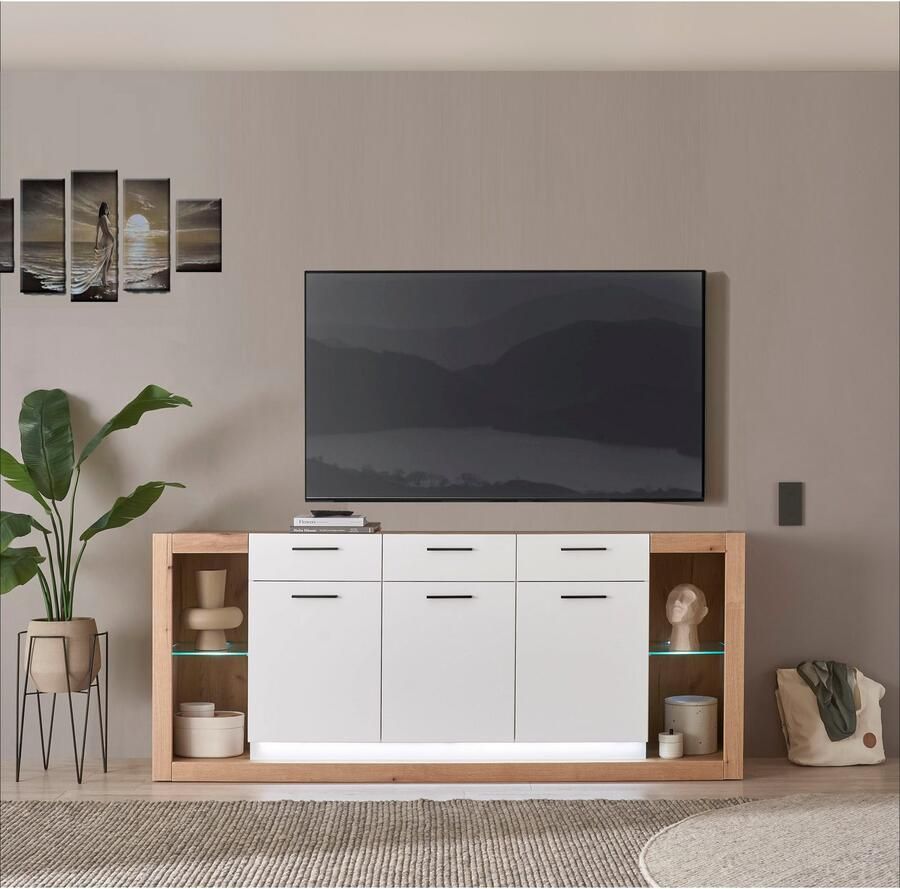 INOSIGN Dressoir Brixen moderne commode opberg element in eik Evoke decor Metalen grepen voldoende opbergruimte veelzijdig toepasbaar