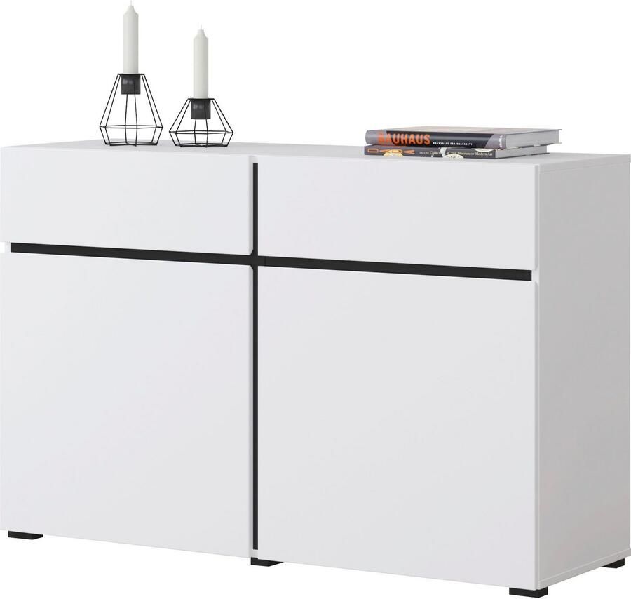 INOSIGN Dressoir Cross breedte 119 5 cm moderne greeploze kast 2 deuren 2 laden