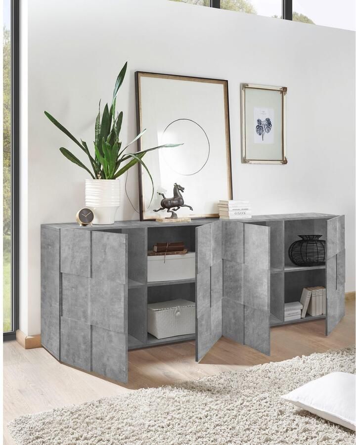 INOSIGN Dressoir Dama Breedte 241 dressoir 4 deuren dressoir Front in 3D-uiterlijk veel opbergruimte verschillende kleuren