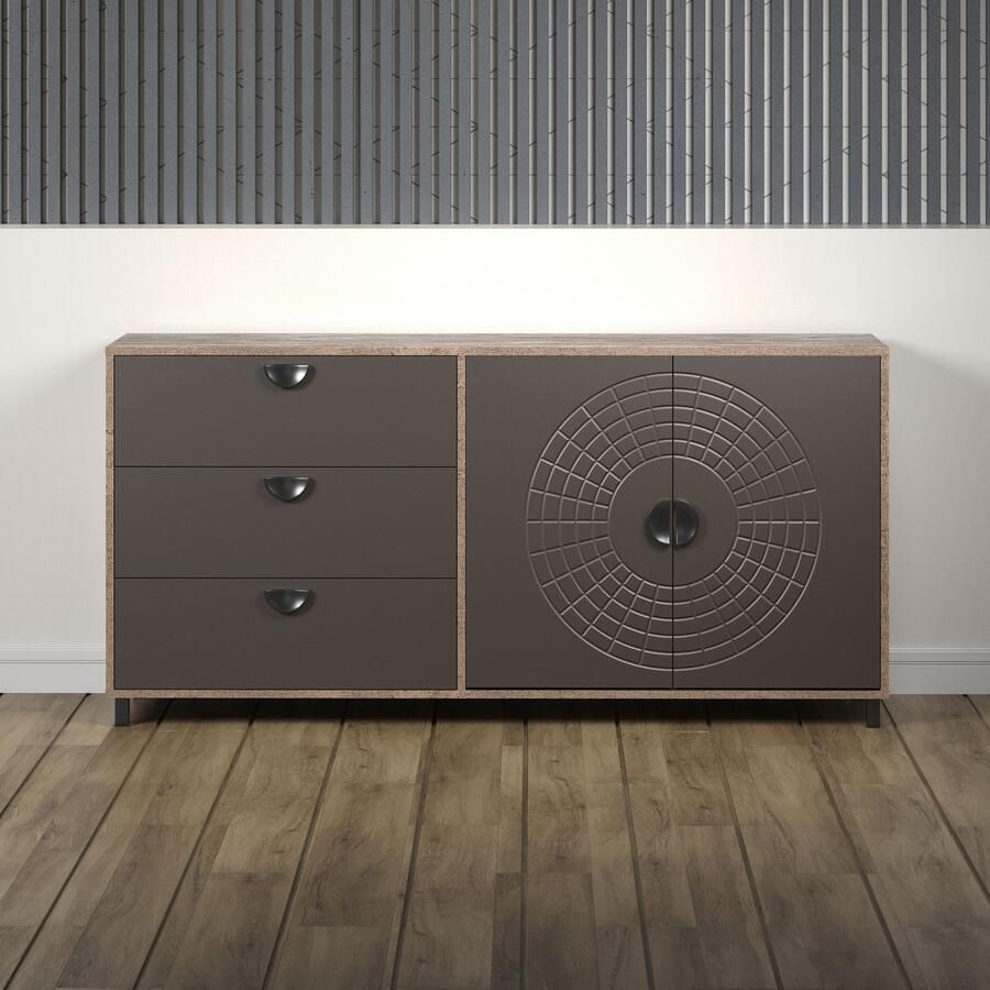 INOSIGN Dressoir Fusion Commode met opvallend cirkelpatroon antieklook (B D H) 176 42 86 cm (1 stuk)