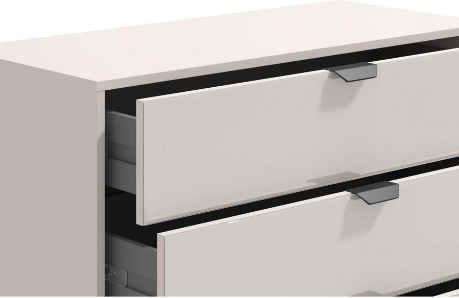 INOSIGN Dressoir Lucca Ladecommode kleur: Cashmere 93x40x90 5cm 4 lades met glasfront fsc -gecertificeerd houtmateriaal