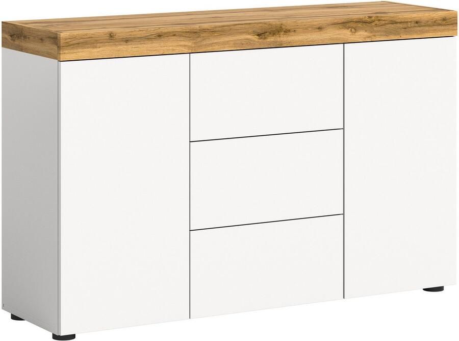 INOSIGN Dressoir MAMBO TOPSELLER! breedte 125 cm 2 deuren 3 laden 2-kleurig deuren met push-to-open greeploze fronten buffetkast kast
