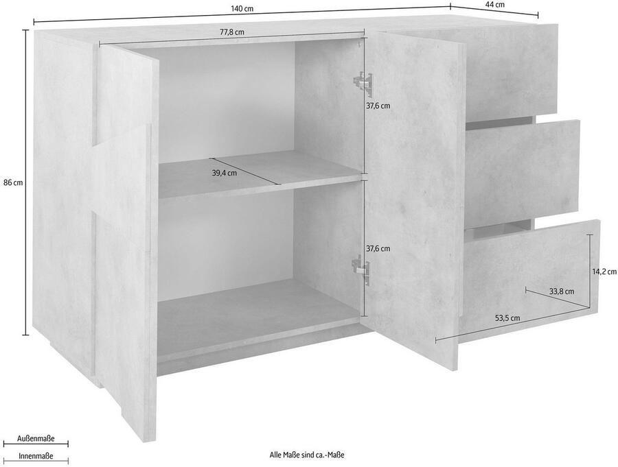 INOSIGN Dressoir Ping Breedte 140 cm