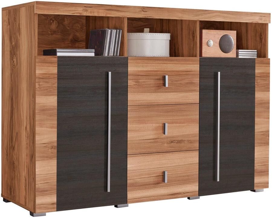 INOSIGN Dressoir Roger breedte 132cm stijlvolle kast 2 houten deuren 3 laden