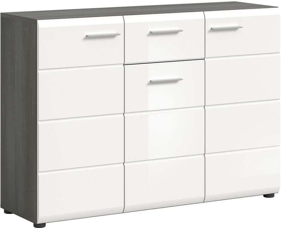 INOSIGN Dressoir Rumba Breedte 120cm in Rookzilverkleur nabootsing Wit Hoogglans
